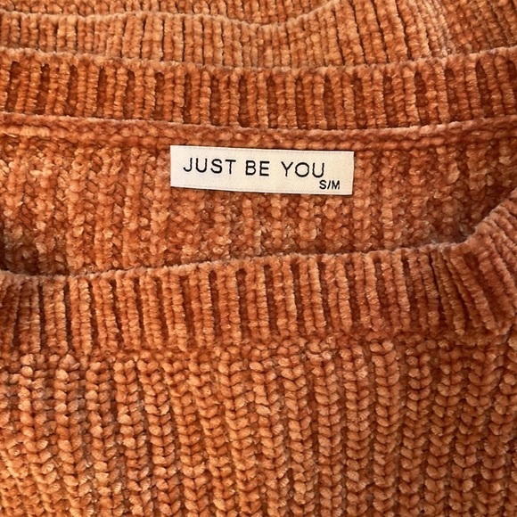 JUST BE YOU orange crew neck knit sweater in women’s size small - Picture 6 of 7